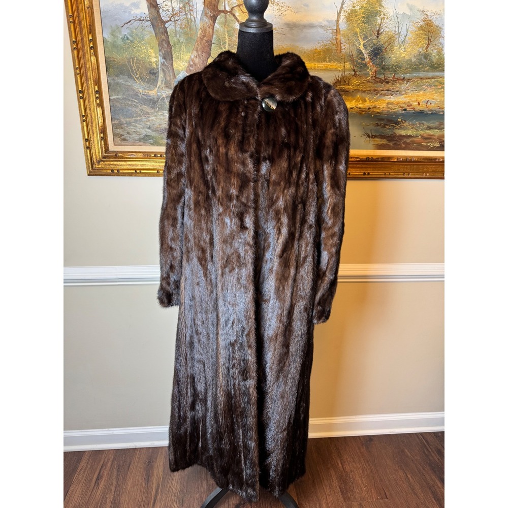 Vintage‎ Mahogany Mink Fur Full Length Maxi Coat Brown Sz 20 Mob Wife Glam Lux